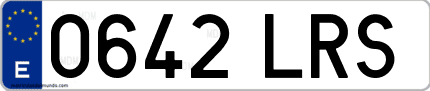 Ejemplo de matrícula de coche ordinaria 0642 LRS