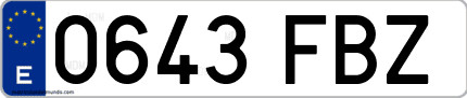 Ejemplo de matrícula de coche ordinaria 0643 FBZ