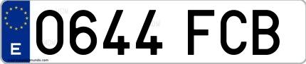 Ejemplo de matrícula española 0644 FCB