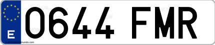 Ejemplo de matrícula de coche ordinaria 0644 FMR