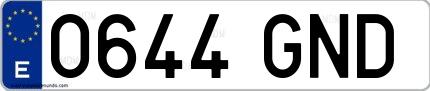 Ejemplo de matrícula española 0644 GND