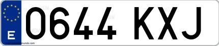 Ejemplo de matrícula española 0644 KXJ