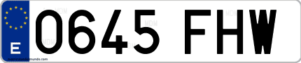 Ejemplo de matrícula de coche ordinaria 0645 FHW