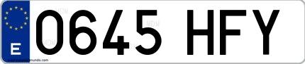 Ejemplo de matrícula española 0645 HFY
