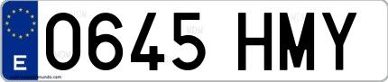 Ejemplo de matrícula española 0645 HMY