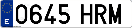Ejemplo de matrícula de coche ordinaria 0645 HRM