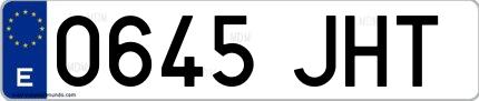 Ejemplo de matrícula española 0645 JHT