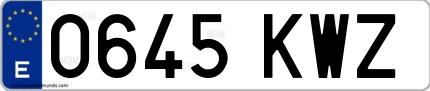 Ejemplo de matrícula española 0645 KWZ