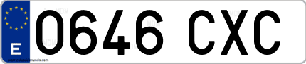 Ejemplo de matrícula de coche ordinaria 0646 CXC