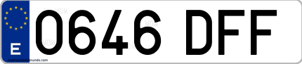 Ejemplo de matrícula de coche ordinaria 0646 DFF
