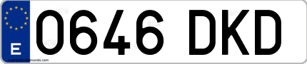 Ejemplo de matrícula de coche ordinaria 0646 DKD