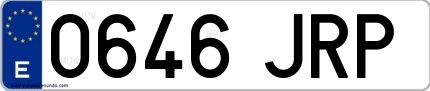 Ejemplo de matrícula española 0646 JRP