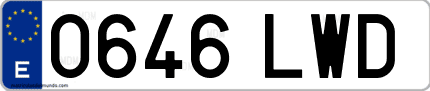 Ejemplo de matrícula de coche ordinaria 0646 LWD