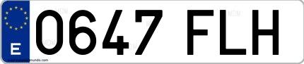 Ejemplo de matrícula de coche ordinaria 0647 FLH