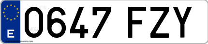 Ejemplo de matrícula de coche ordinaria 0647 FZY