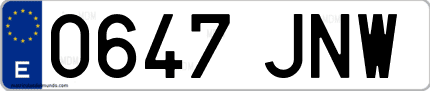 Ejemplo de matrícula de coche ordinaria 0647 JNW