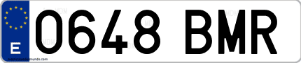 Ejemplo de matrícula de coche ordinaria 0648 BMR