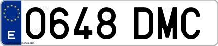 Ejemplo de matrícula española 0648 DMC