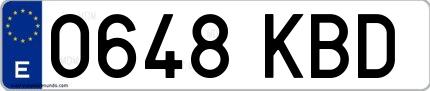 Ejemplo de matrícula española 0648 KBD