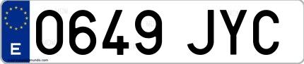 Ejemplo de matrícula española 0649 JYC