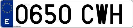 Ejemplo de matrícula española 0650 CWH