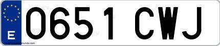 Ejemplo de matrícula española 0651 CWJ