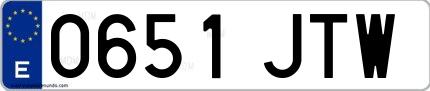 Ejemplo de matrícula de coche ordinaria 0651 JTW