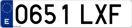 Ejemplo de matrícula española 0651 LXF