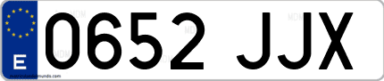 Ejemplo de matrícula de coche ordinaria 0652 JJX
