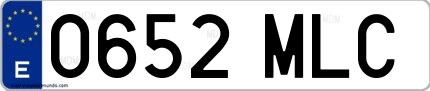Ejemplo de matrícula española 0652 MLC