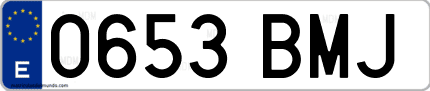 Ejemplo de matrícula de coche ordinaria 0653 BMJ
