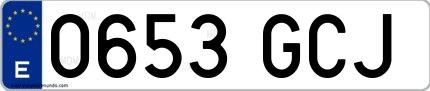Ejemplo de matrícula española 0653 GCJ
