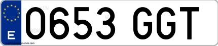 Ejemplo de matrícula española 0653 GGT