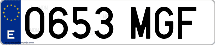 Ejemplo de matrícula de coche ordinaria 0653 MGF