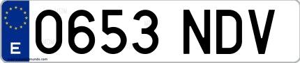 Ejemplo de matrícula española 0653 NDV