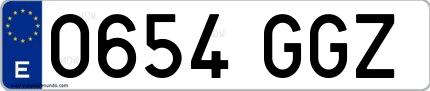 Ejemplo de matrícula española 0654 GGZ