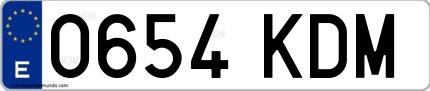 Ejemplo de matrícula española 0654 KDM