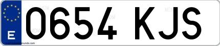 Ejemplo de matrícula española 0654 KJS