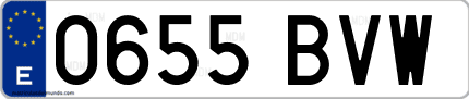 Ejemplo de matrícula de coche ordinaria 0655 BVW