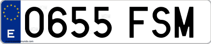 Ejemplo de matrícula de coche ordinaria 0655 FSM