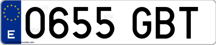 Ejemplo de matrícula de coche ordinaria 0655 GBT