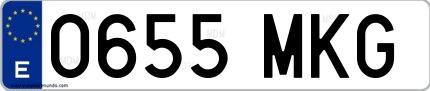 Ejemplo de matrícula española 0655 MKG