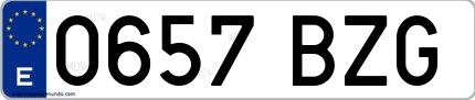Ejemplo de matrícula española 0657 BZG