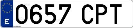 Ejemplo de matrícula española 0657 CPT