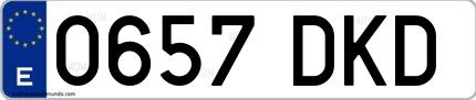 Ejemplo de matrícula española 0657 DKD