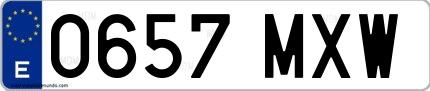 Ejemplo de matrícula española 0657 MXW