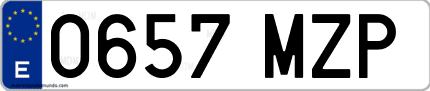 Ejemplo de matrícula de coche ordinaria 0657 MZP