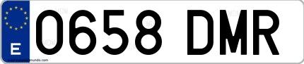 Ejemplo de matrícula española 0658 DMR