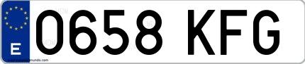 Ejemplo de matrícula española 0658 KFG