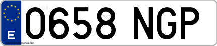 Ejemplo de matrícula de coche ordinaria 0658 NGP